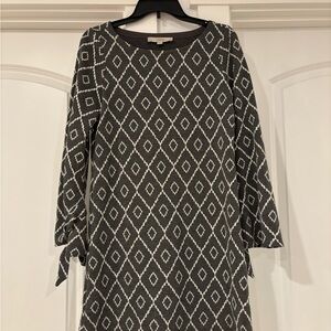 LOFT Black and White Diamond Pattern Dress